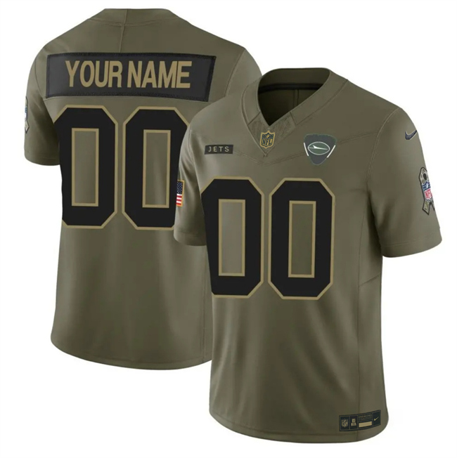 Youth New York Jets Active Player Custom Olive 2025 F.U.S.E. Salute to Service Limited Stitched Football Jersey